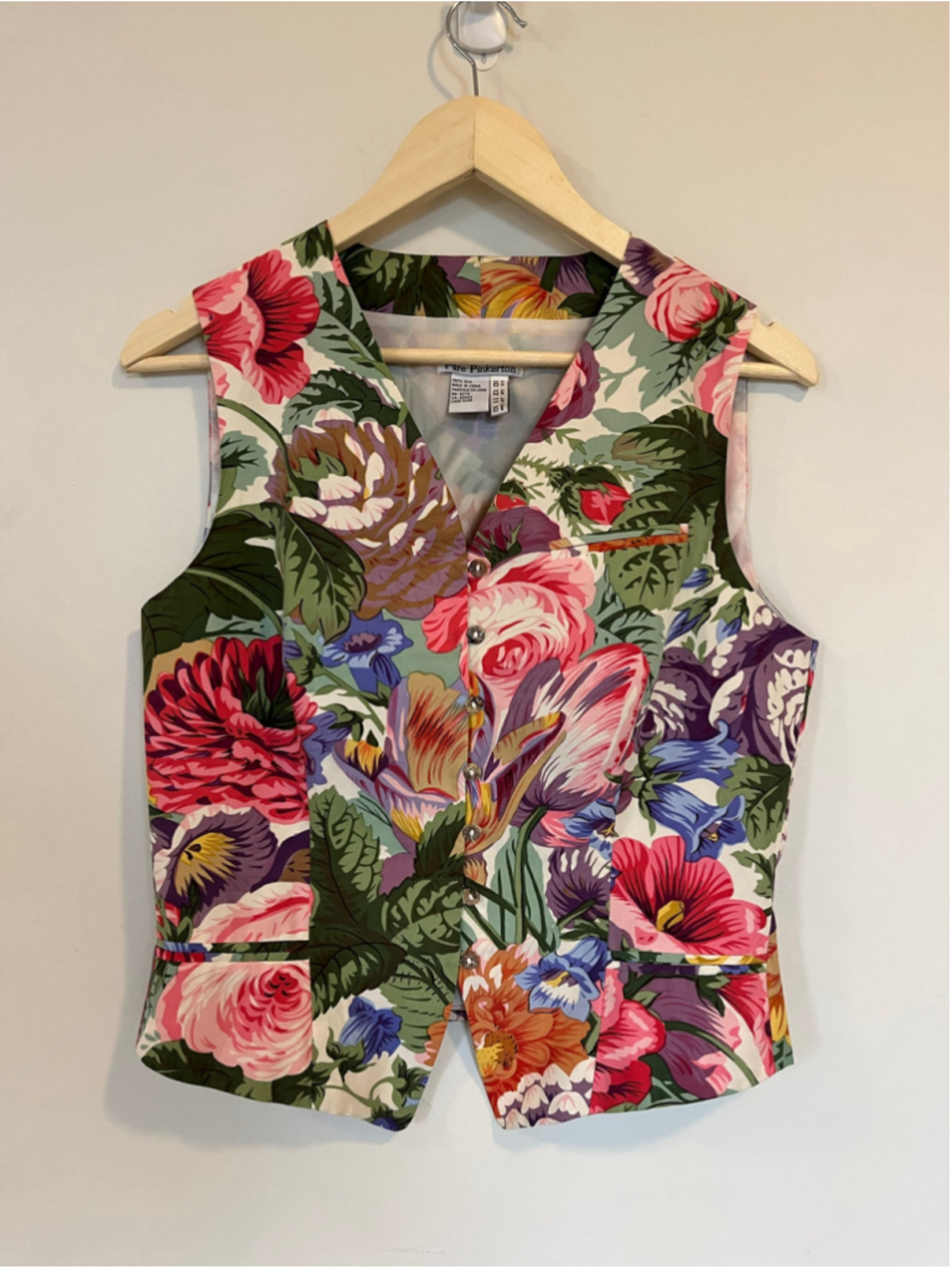 Floral Pure Pinkerton 100% Silk Vest Multi-Colour Sleeveless Gardencore Blouse